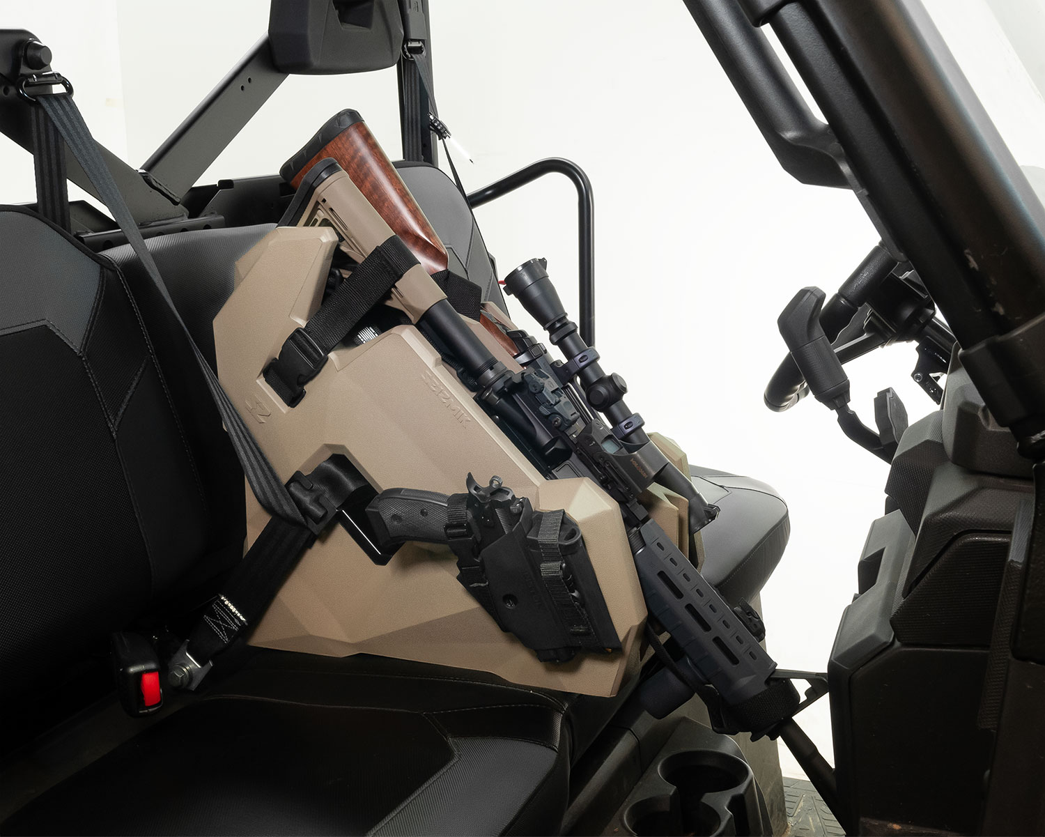 Seizmik ICOS Universal In Cab On Seat 2 Gun Holder Rack Ranger Defender Mule